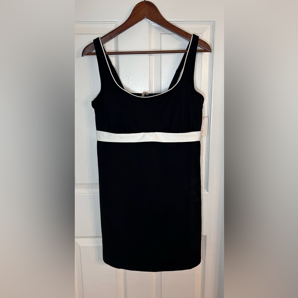LANDS END Black Tankini Square Neck Top Women Size 14